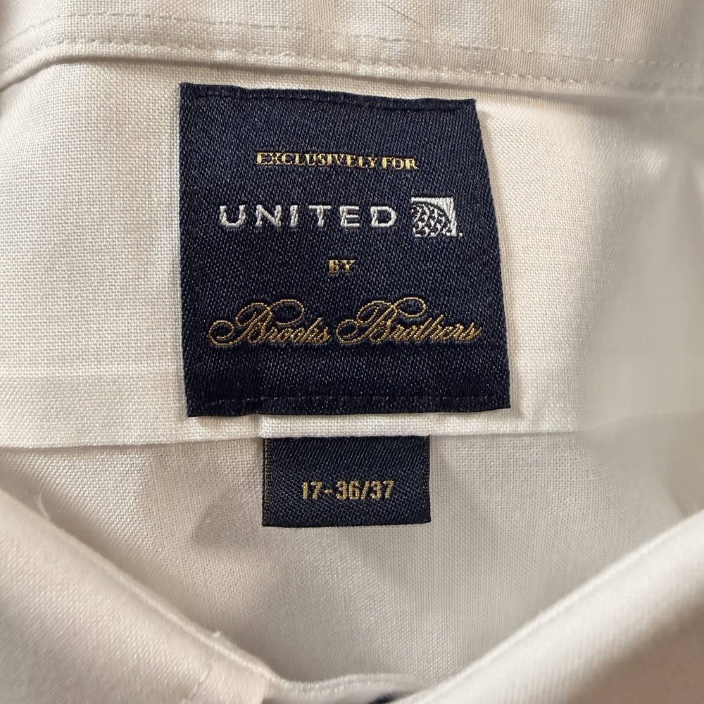 Brooks Brothers United Airlines Shirt Mens 17 36/37 White Long Sleeve Pilot NEW - Picture 8 of 10